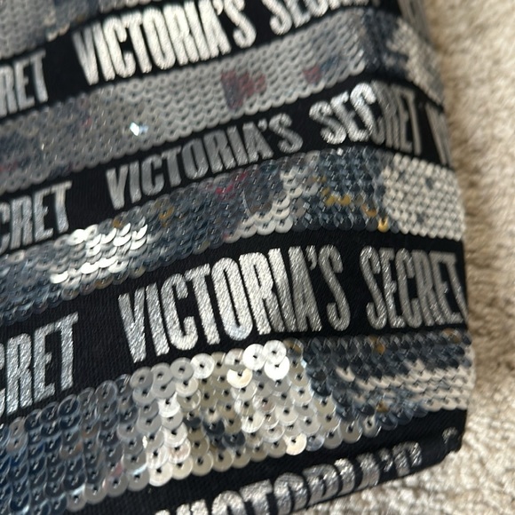 Victoria Secret Black and Silver Sequin Tote Shoulder Bag - Picture 2 of 5